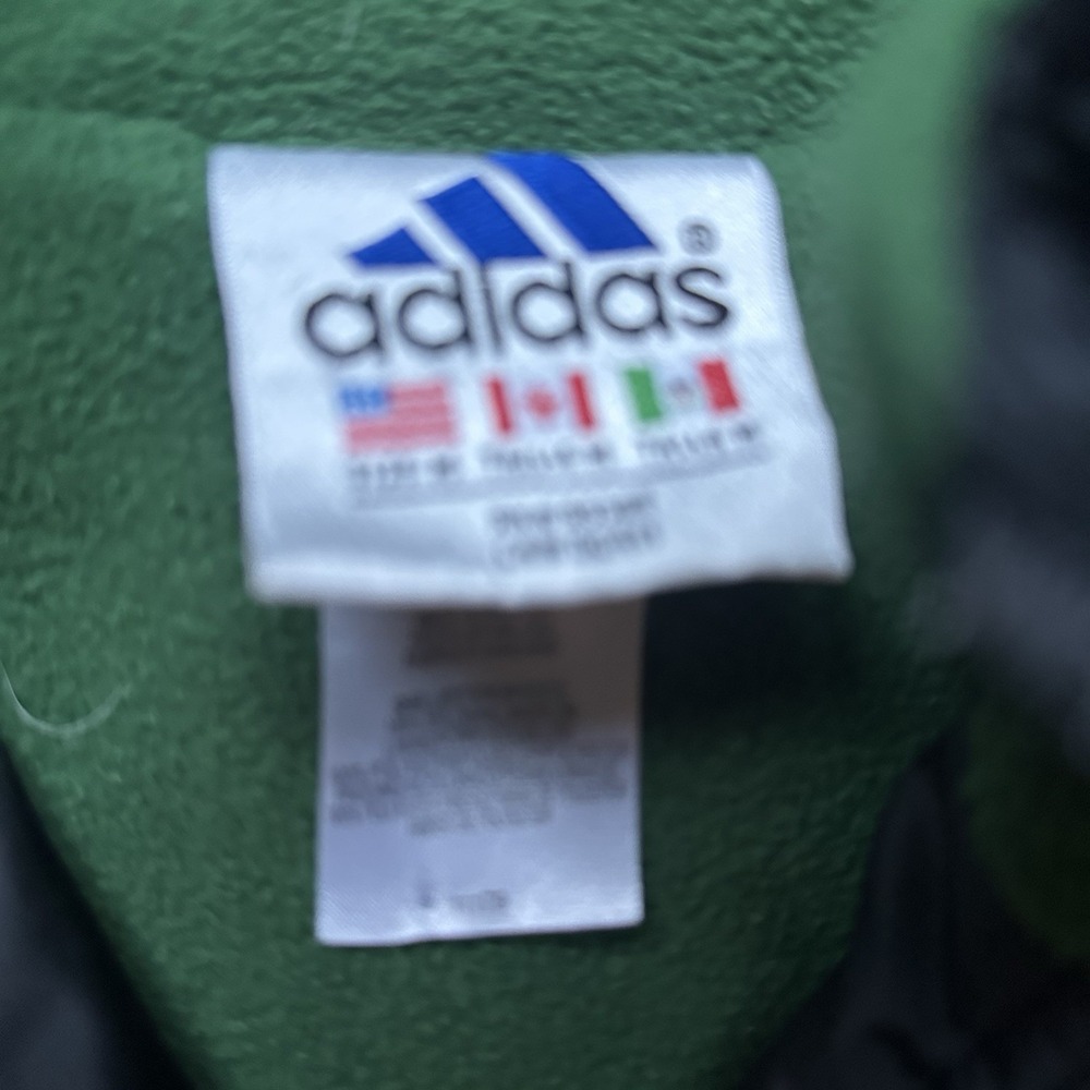 Vtg 90s Adidas Fleece Hooded Bomber Jacket Forest Green/Gray Men's Size M - Picture 5 of 6